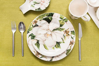 Bico Magnolia Floral Salad Plates Set of 4, 8.75 Inch Ceramic Dessert Plates - Image 5