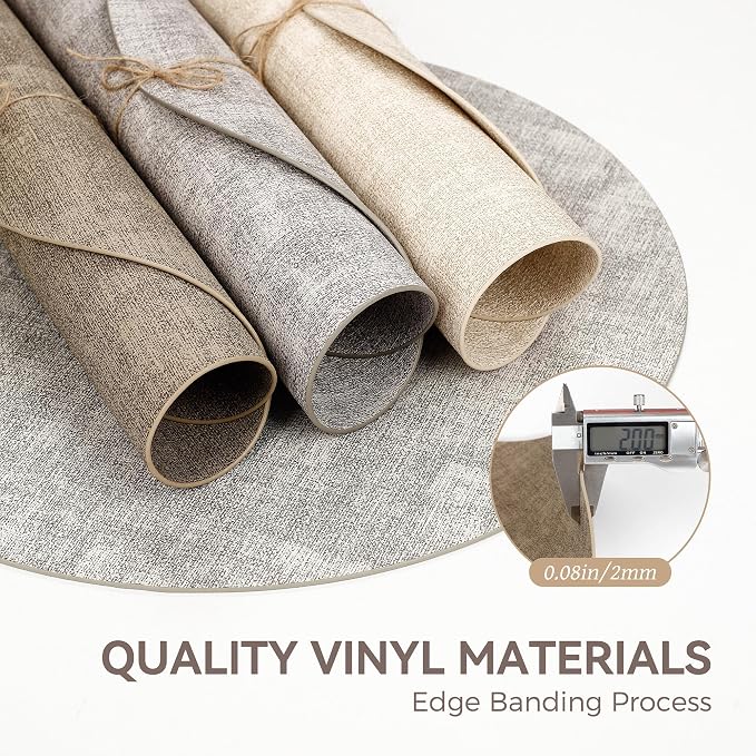 13" Round Placemats Set of 6, Reversible Faux Leather Heat Resistant Table Mats - Image 5