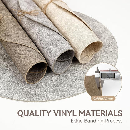 13" Round Placemats Set of 12, Reversible Faux Leather Heat Resistant Table Mats - Image 5