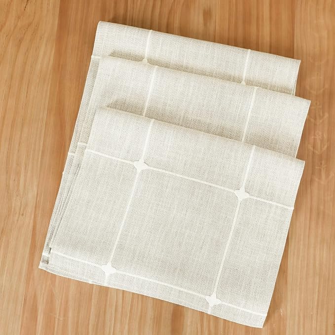 NEWISHER Rustic Embroidered Plaid Cloth Table Runner 60 inches, Farmhouse - Image 7