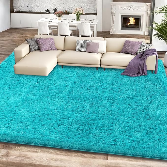 9x12 Teal Area Rugs for Living Room, Large Fluffy Shag Rug for Bedroom Boys - Image 2