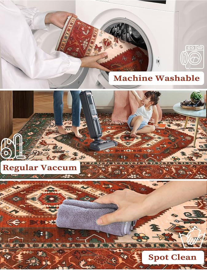 SERISSA Runner Rug for Hallways, Extra Long Boho Rug Ultra Soft Vintage - Image 4