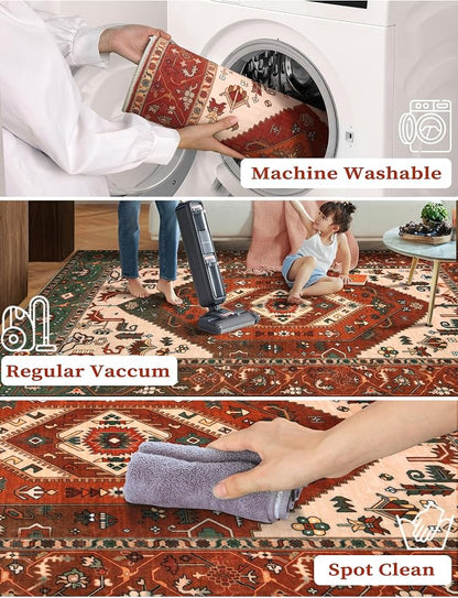 SERISSA Runner Rug for Hallways, Extra Long Boho Rug Ultra Soft Vintage - Image 4