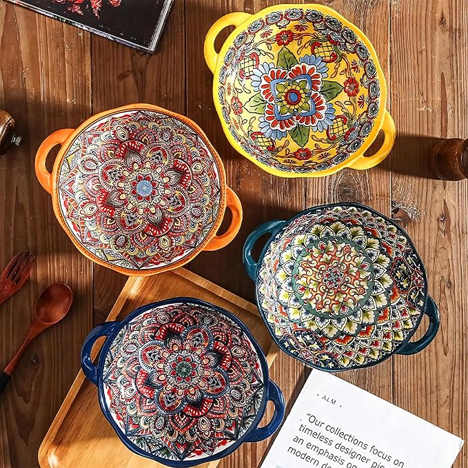 2 Pack Boho Ceramic Serving Bowls - Image 5