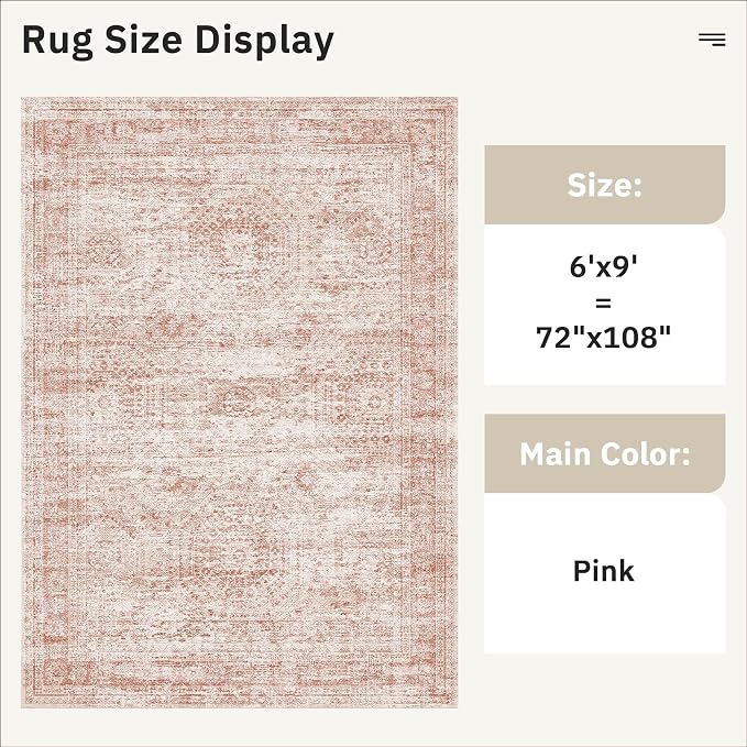 Soalmost 6x9 Area Rug for Living Room Washable Non-Slip Modern Rugs for Bedroom - Image 4