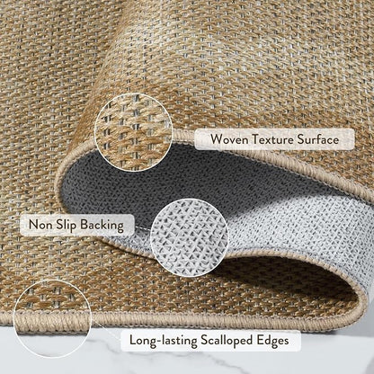 LIVEBOX Scalloped Washable 2x6 Kitchen Runner Rug, Easy Jute Geometric Tan Rug - Image 7
