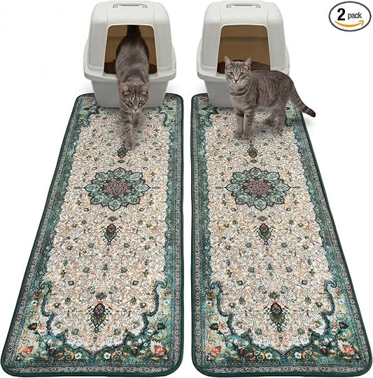 Hompet Cat Litter Mat 2 Pack, 18x54 Large Machine Washable Trapping Mats by Hompet