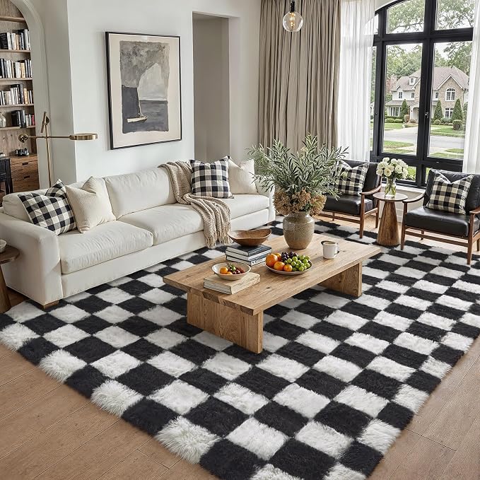 PureCozy Checkered Rug 7x10 for Living Room - Image 3