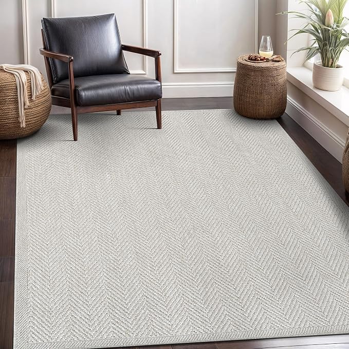 CAMILSON Easy Jute Rug 6x9, Indoor Outdoor Off-White Color Fiber Area Rugs - Image 8