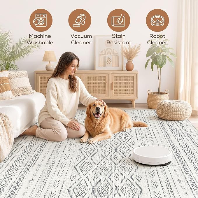 Nakagishi Area Rug Living Room Rugs: 8x10 Large Soft Machine Washable Boho - Image 3