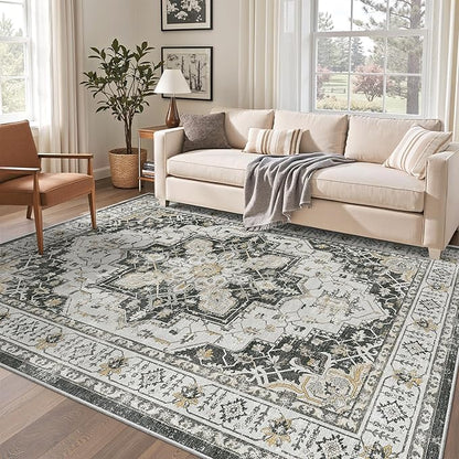 Madane 6x9 Area Rugs for Living Room, Stain Resistant Washable Rugs, Non-Slip by Madane