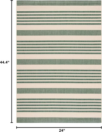 SAFAVIEH Courtyard Collection 2' x 3'7" Beige/Dark Green CY6062 Nautical - Image 2
