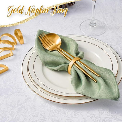 APTWOW 20PCS Gold Napkin Rings, Semicircle Metal Gold Napkin Holder Buckles - Image 4