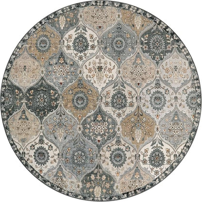 Lahome Moroccan Washable Round Area Rug, Soft Vintage Round Rugs 6ft - Image 3