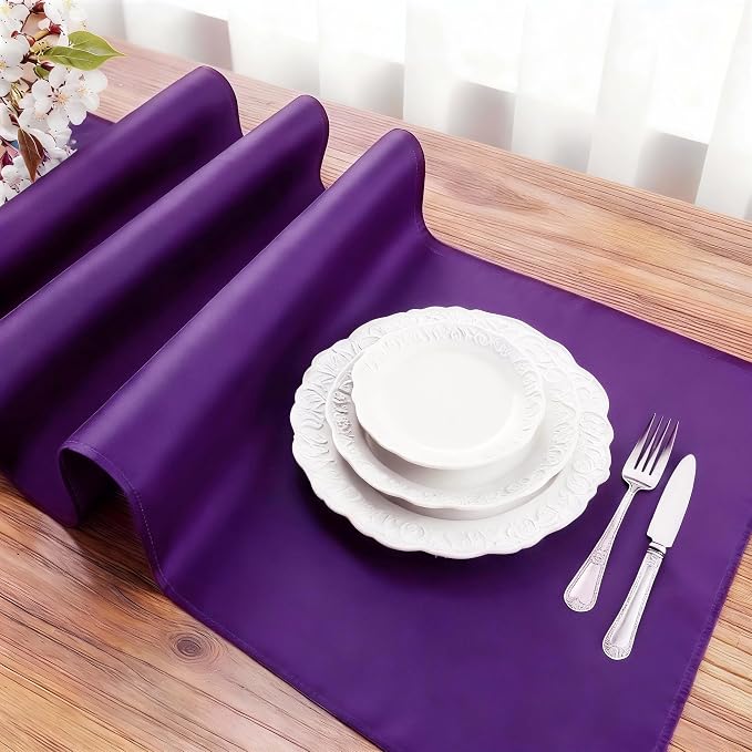 FOLINS&HOME Purple Waterproof Decorative Table Runner 90 Inches Long | 210GSM - Image 3