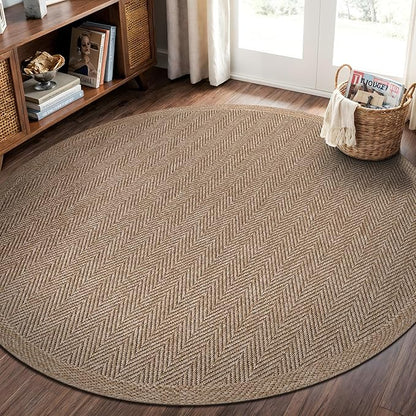 CAMILSON Easy Jute Round Rug 4ft Indoor Outdoor Natural Color Fiber Area Rugs by CAMILSONIndoorOutdoorAreaRugs