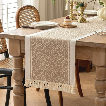 Coffee Scroll Linen Table Runner - Image 6