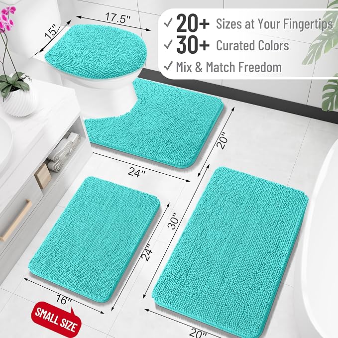 OLANLY Bathroom Rugs 34x21, Extra Soft Absorbent Chenille Bath Rugs, Rubber - Image 2