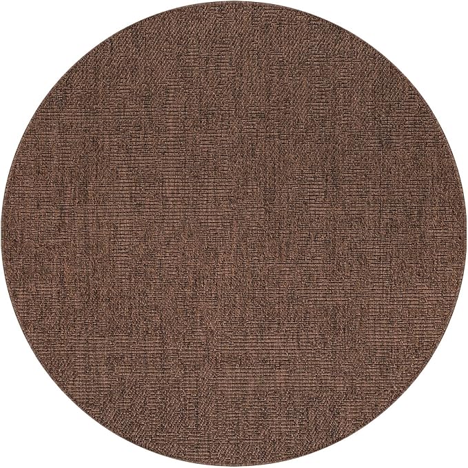 CAMILSON Easy Jute Round Rug 4ft Indoor Outdoor Brown Color Fiber Area Rugs - Image 2