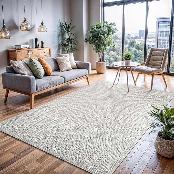 CAMILSON Easy Jute Rug 8x10, Indoor Outdoor Off-White Color Fiber Area Rugs - Image 4