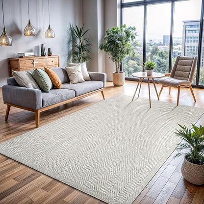 CAMILSON Easy Jute Rug 8x10, Indoor Outdoor Off-White Color Fiber Area Rugs - Image 4