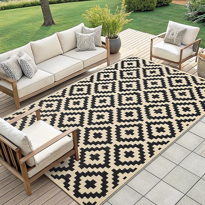 Smiry Waterproof Outdoor Rug 10X14 ft, Reversible Plastic Straw Patio Camping - Image 7