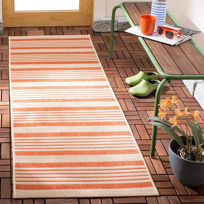 SAFAVIEH Courtyard Collection 2'3" x 16' Terracotta/Beige CY6062 Stripe Indoor/ - Image 2