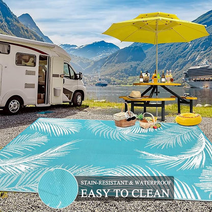 Pauwer Waterproof Outdoor Rug 9x12, Reversible Plastic Straw Patio Camping Rug - Image 7