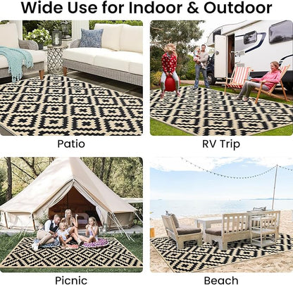 Smiry Waterproof Outdoor Rug 4x6 ft, Reversible Plastic Straw Patio Camping Rugs - Image 7