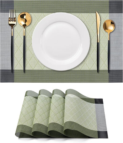 Placemats Set of 4 Washable Indoor | Outdoor Vinyl Place Mats by CADONO