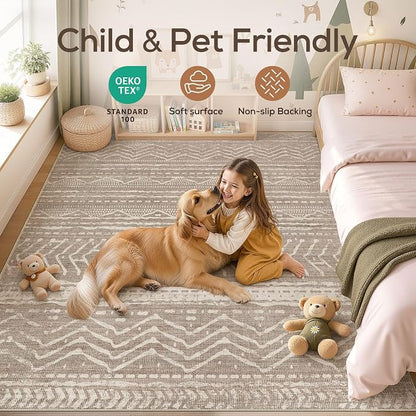 Nakagishi Area Rug Living Room Rugs: 12x18 Large Soft Machine Washable Boho - Image 4