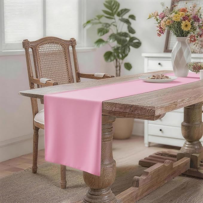 MEANMOY Pink Table Runner 48 Inches Long Waterproof Washable Table Runners | - Image 2