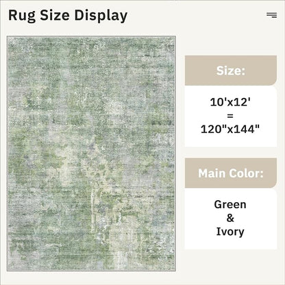 Soalmost Area Rug 10x12 Vintage Washable Living Room Large Carpet Non Slip - Image 5