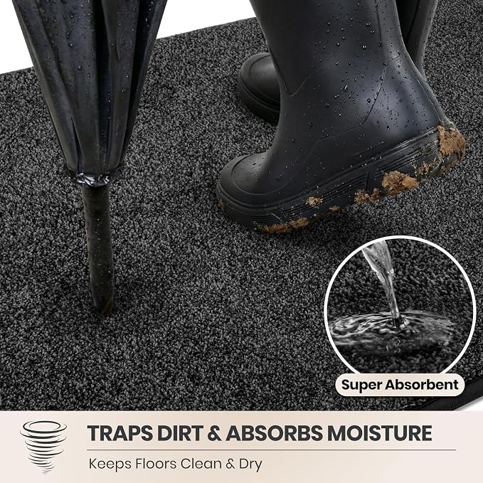 PURRUGS Dirt Trapping Door Mat 31.5" x 70", Non-Slip Machine Washable Entryway - Image 2