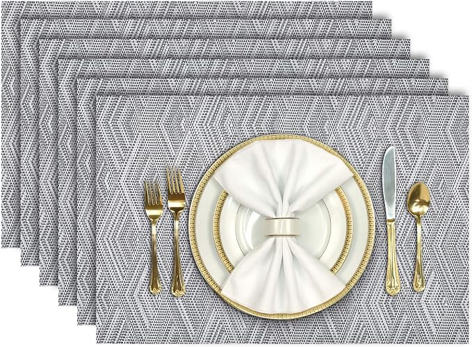 Aofmee Placemats Set of 6, Heat Resistant Place Mats, Washable Durable PVC by Aofmee