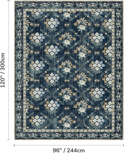Lessymo Floral Living Room Rug 8x10 Area Rugs, Vintage Washable Rugs - Image 2