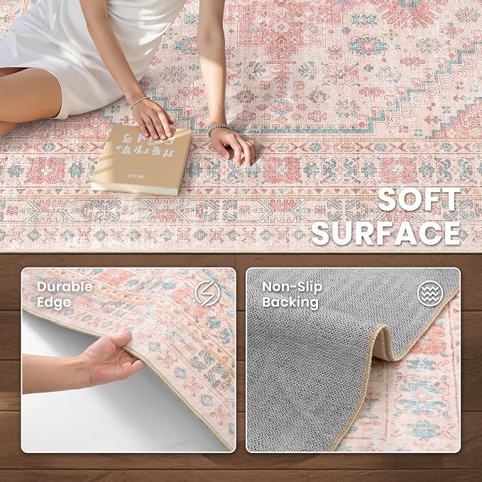 zesthome 8x10 Area Rugs for Girls Bedroom, Non-Slip Backing Washable Rugs - Image 6