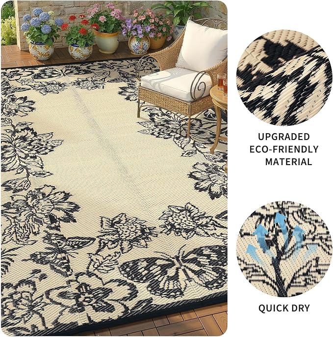 Garvee 5’x8’ Waterproof Patio Outdoor Rug, Outdoor Plastic Straw Rug - Image 6