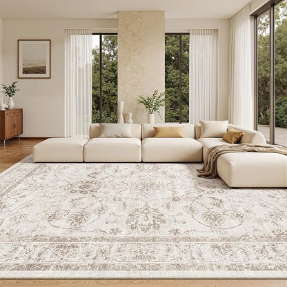 Madane Living Room 10x14 Area Rugs, Washable Low Pile Non-Slip Stain Resistant by Madane
