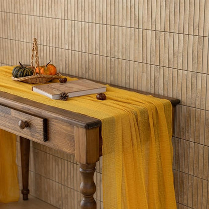 3Pcs Fall Orange Cheesecloth Table Runner 120 Inch Party Home Decor | - Image 6