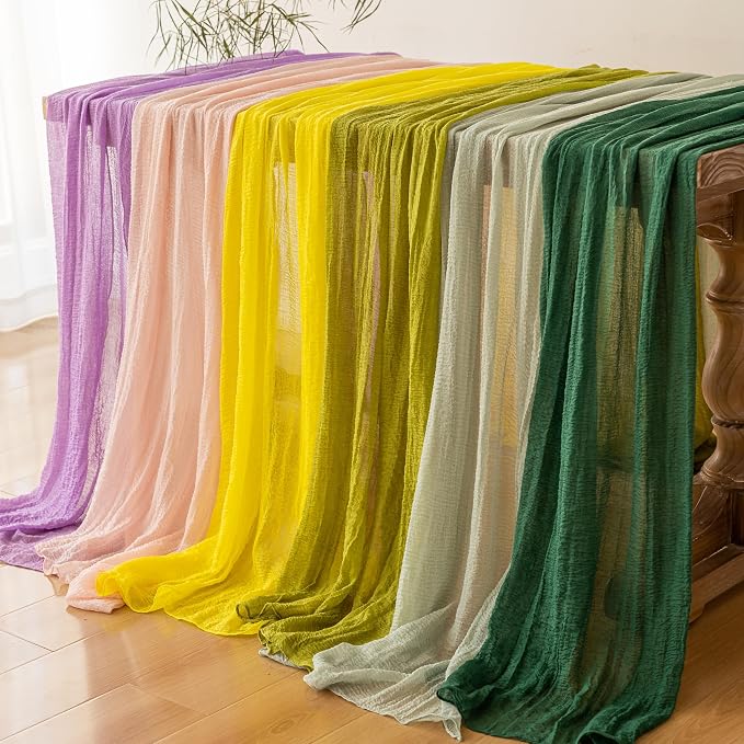 3Pcs Emerald Green Cheesecloth Table Runner 120 Inches - Image 6