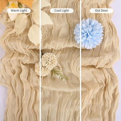 15 Pack Beige Table Runner 17 x 108inch Cheesecloth Table Runner Boho Gauze - Image 6