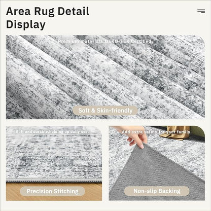 Soalmost 8x8 Grey Round Rug 8ft Living Room Circle Rug Vintage Round Area Rug - Image 5