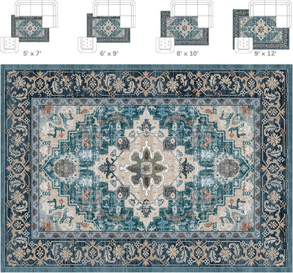 Lessymo 8 x 10 Area Rugs for Living Room, Machine Washable Area Rugs Boho Faux - Image 9