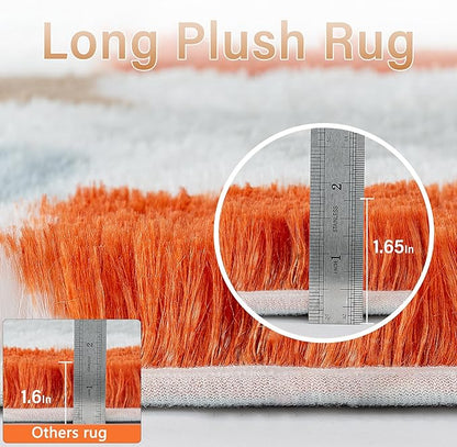 PureCozy Checkered Rug 6x9 for Living Room, Modern Neutral Shag Rug Washable - Image 2