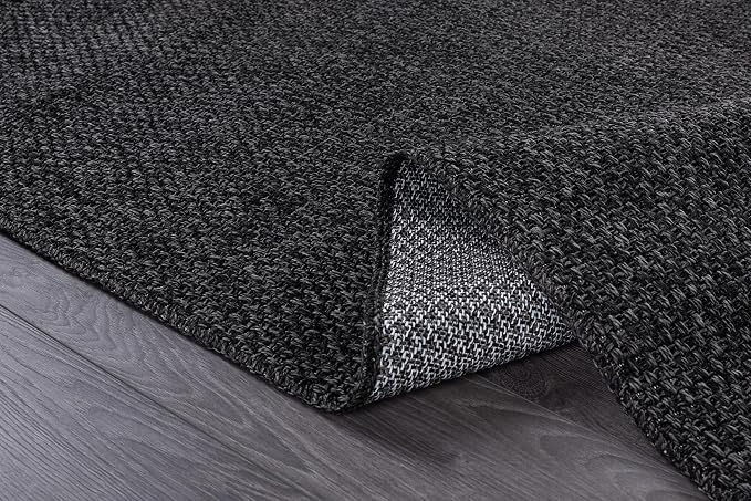 CAMILSON Easy Jute Rug 5x7, Indoor Outdoor Dark Gray Black Farmhouse Area Rugs - Image 10