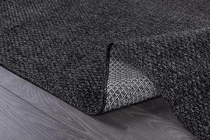 CAMILSON Easy Jute Rug 9x12, Indoor Outdoor Dark Gray Black Farmhouse Area Rugs - Image 5