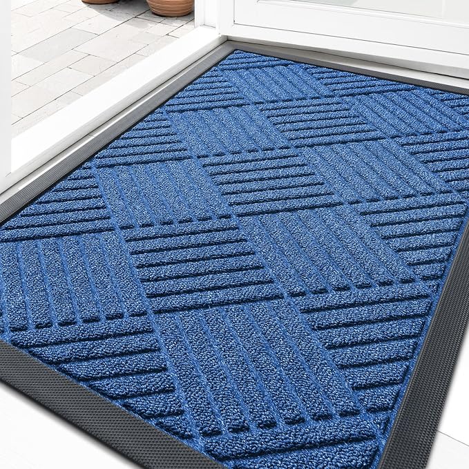 OLANLY Front Door Mat Outside Entrance 33x21, Heavy Duty Sturdy Natural Rubber by OLANLY