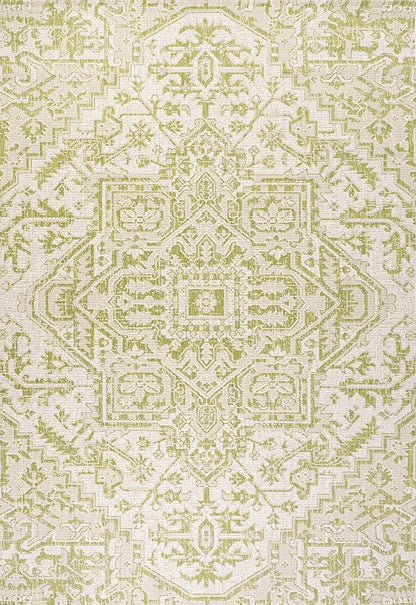 JONATHAN Y Boho Medallion Indoor Outdoor Area Rug 4X6 Cream/Green, Estrella - Image 9