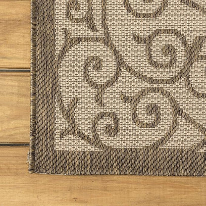 JONATHAN Y Vintage Filigree Indoor Outdoor Square Area Rug 8X8 Beige/Brown - Image 7